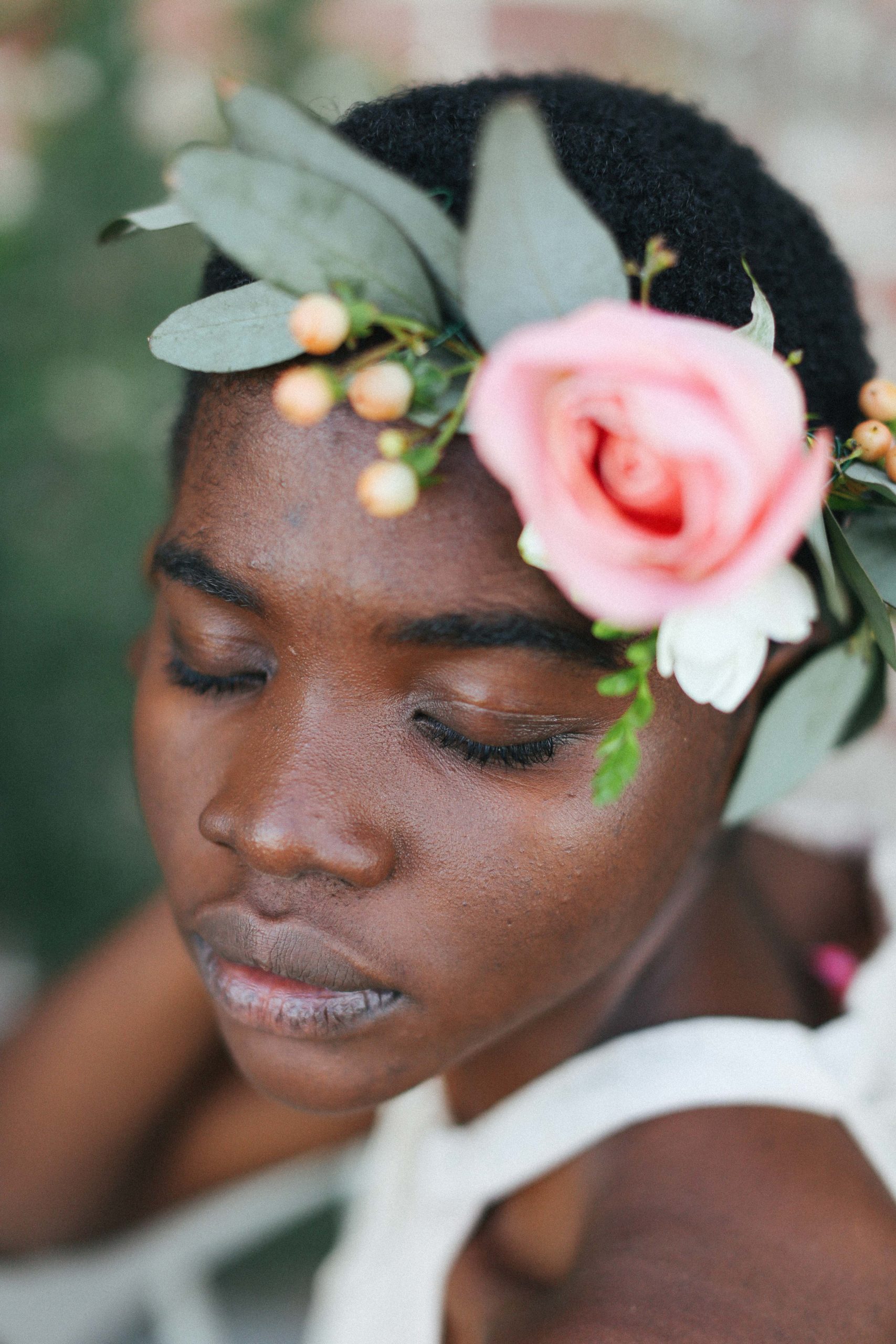 black bohemian bride flower crown wedding photographer film san jose
